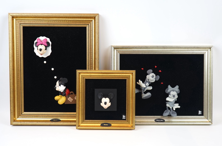 Joakim Lindstrup, tavlor, 3 st, Musse Pigg, Disney, Jie Gantofta.