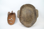Masker/väggdekorationer, 2 st, terrakotta/trä.