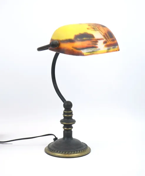 Skrivbordslampa, glas/mässing, Aneta, samtida.