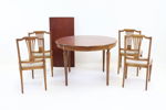 Bord samt stolar, 5 delar, mahogny/textil, gustaviansk stil.