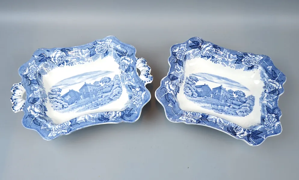 Karotter, 2 st, flintgods, ''Skånska slott'', Rörstrand.