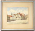 Oidentifierad konstnär, ''Ystad'', akvarell, signerad F. Borgström, 1916.