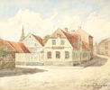Oidentifierad konstnär, ''Ystad'', akvarell, signerad F. Borgström, 1916.