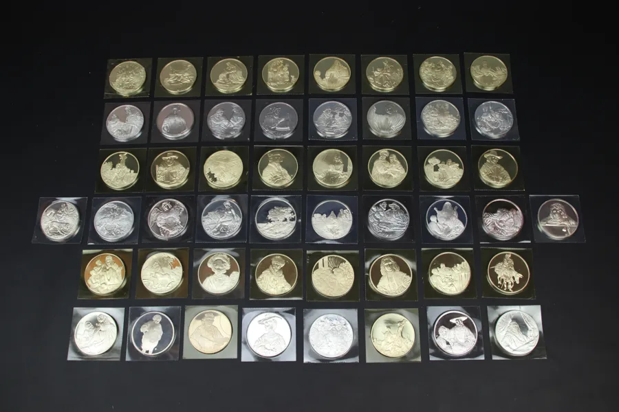 Samlarmynt, 50 st, silver 925, "Rembrandt", Franklin Mint.