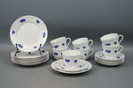 Kaffeservis, 14 delar, benporslin, Blå Blom, Gustavsberg.
