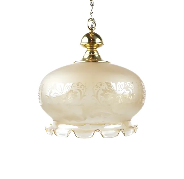 Taklampa, glas/mässing.