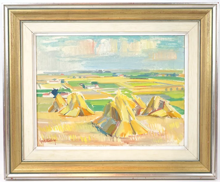 Gerhard Wihlborg, ''Skylar i Höstlandskap, Löderup'', olja på duk, signerad.