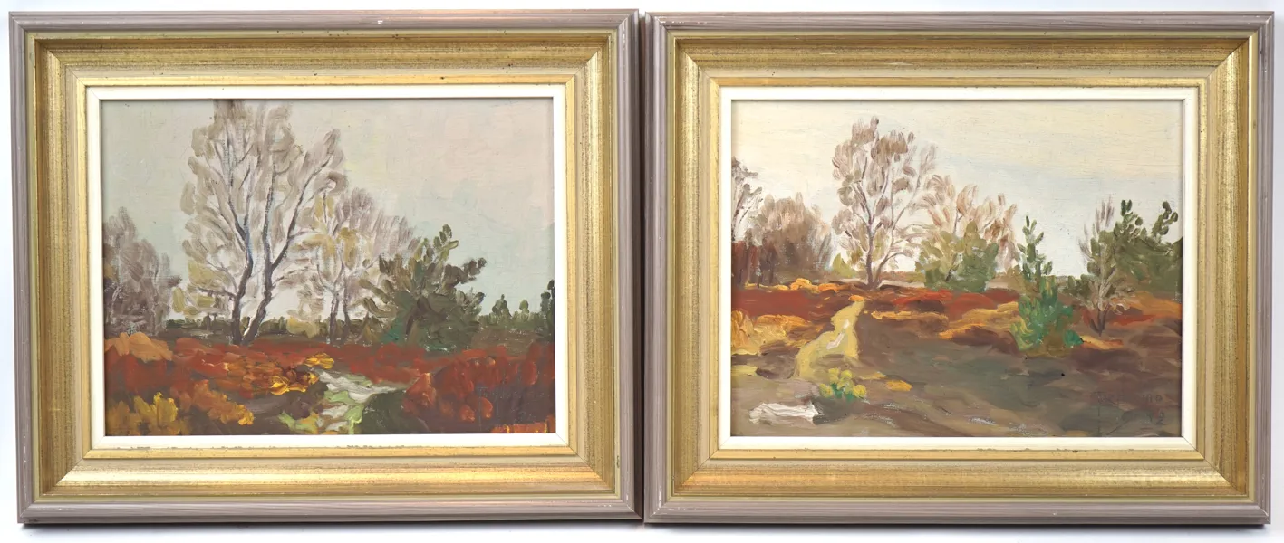 Tor Norling, olja på pannå, 2 st, signerade, 1932.