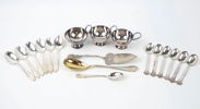 Kaffeskedar m.m, 18 delar, silver.