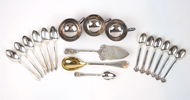 Kaffeskedar m.m, 18 delar, silver.