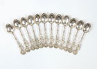 Kaffeskedar, 12 delar, silver, ''Rosen''.