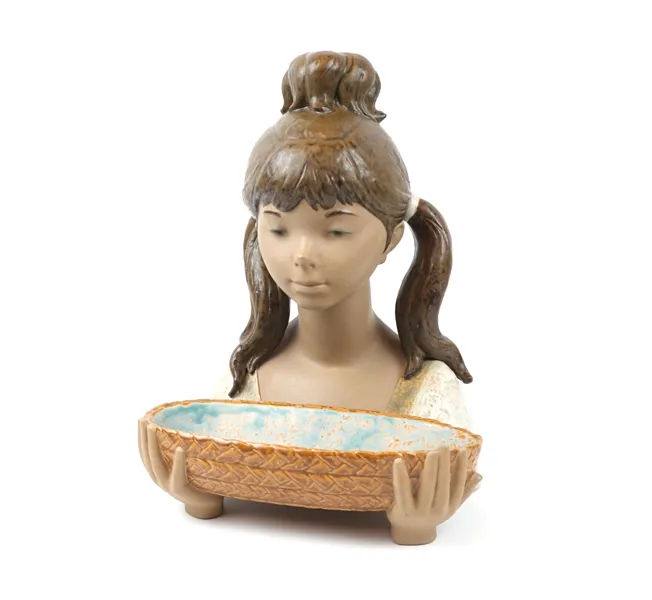 Figurin med skål, 2 delar, keramik, Lladro.