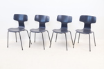 Arne Jacobsen, stolar, 4 st, trä/metall, "T-stolen", Fritz Hansen, Danmark.