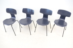 Arne Jacobsen, stolar, 4 st, trä/metall, "T-stolen", Fritz Hansen, Danmark.