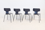 Arne Jacobsen, stolar, 4 st, trä/metall, "T-stolen", Fritz Hansen, Danmark.