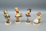 Figuriner, 4 st, porslin, Hummel, Goebel.