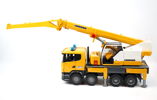 Leksaksfordon, plast, Scania Liebherr, Bruder, Tyskland.
