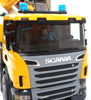 Leksaksfordon, plast, Scania Liebherr, Bruder, Tyskland.