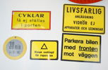Skyltar, 7 st, plast/metall.