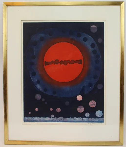 Bertil Lundberg, "Skymningsspegling", originaletsning 62/125, signerad, 1977.