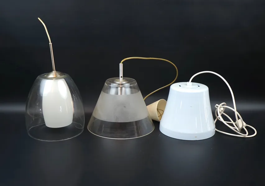 Taklampor, 3 st, metall/glas.