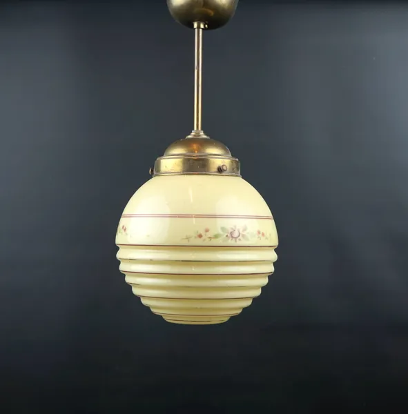 Taklampa, glas/metall, 1930/40-tal.