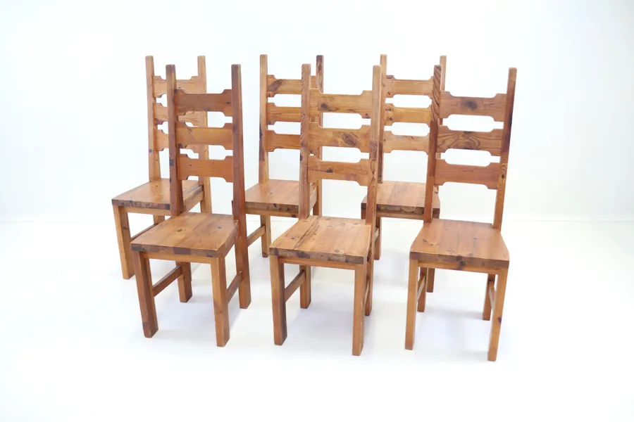 Sven Larsson Möbelshop, stolar, 6 st, furu, 1960/70-tal.