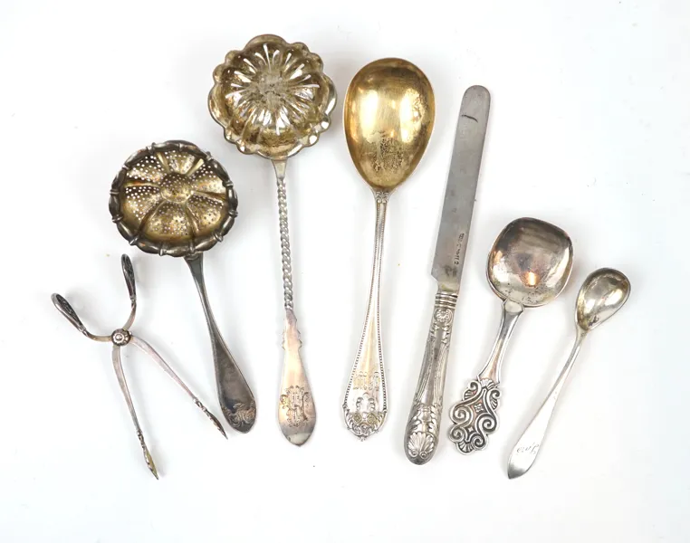 Serveringsbestick, 7 st, silver 813, Finland.