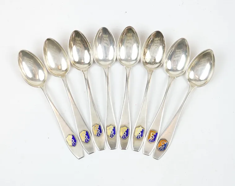 Kaffeskedar, 8 st, silver 813, Finland, Priser från 1925-2937.