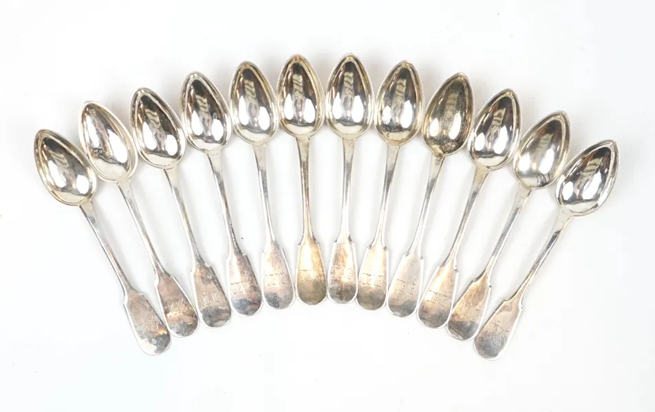 Teskedar, 12 st, silver 813, Finland.
