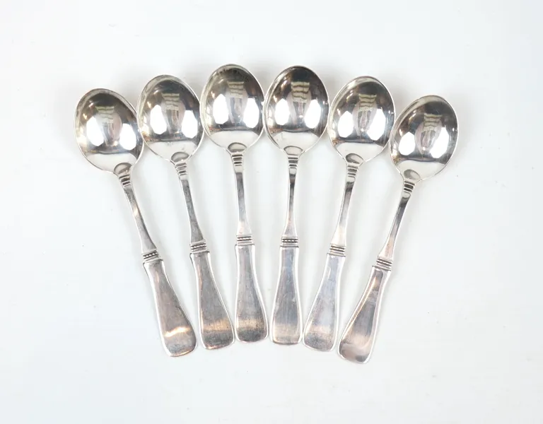 Kaffeskedar, 6 st, silver, ''Uppsala''.