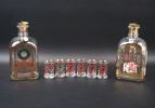 Snapsglas och karaffer, 8 delar, glas, Holmegaard, Danmark.