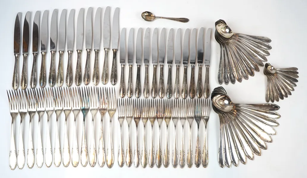 Bestickservis, 85 delar, nysilver, ''Slottsbarock''.