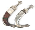 Jambiyadolkar, 2 st, försilvrad metall, 1800/1900-tal.