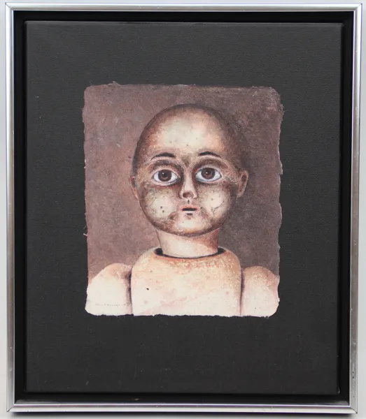 Uno Svensson, "Veneziansk miniatyr", akryl på papper monterat på duk, signerad, 1981.