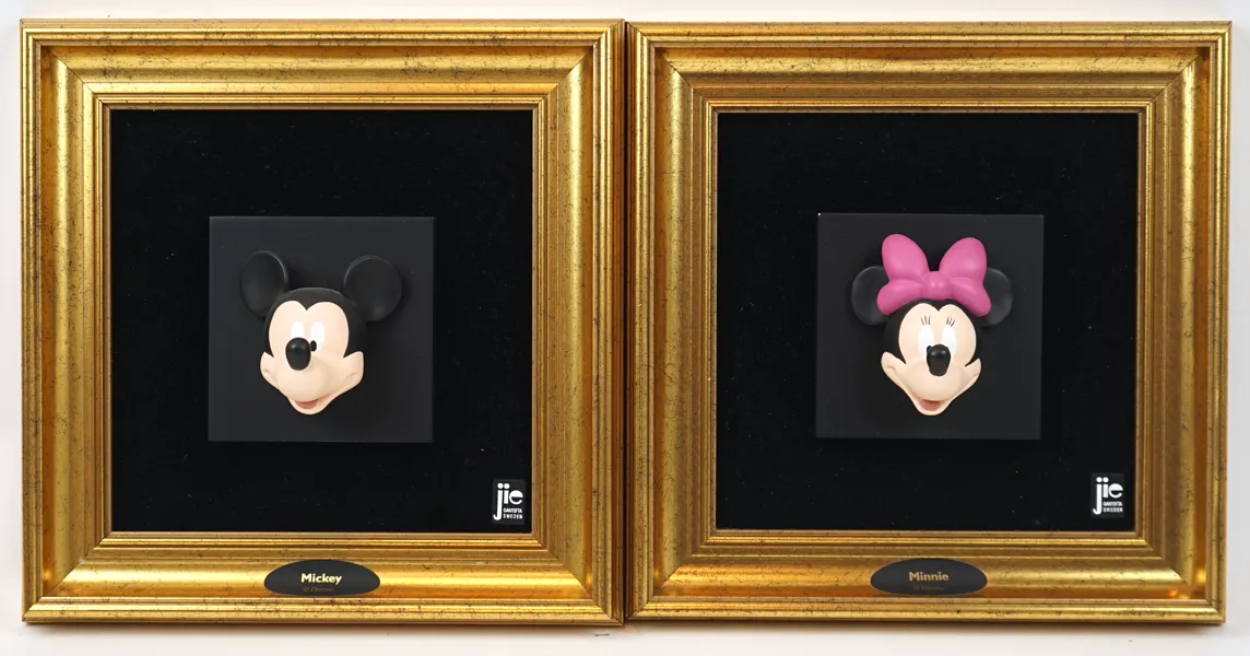 Joakim Lindstrup, Musse och Mimmi Pigg, väggrelief, 2 st, Jie Art Disney Collection.