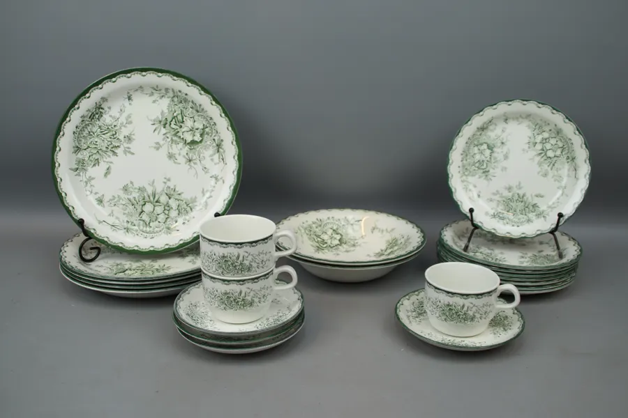 Servisdelar, 22 st, porslin, Grön Anna, Rörstrand.