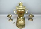 Samovar, Ryssland, bricka, samt ljusstakar, ett par, metall.