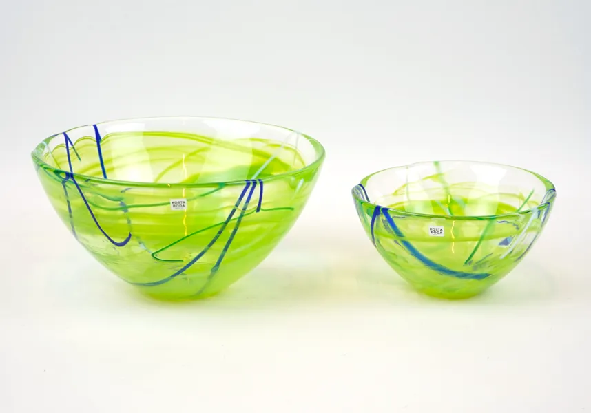 Anna Ehrner, skålar, 2 st, glas, ''Contrast'', Kosta Boda.