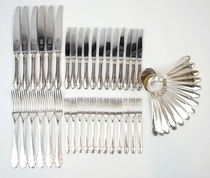 Bestickservisdelar, 50 st, silver, ''Haga''.
