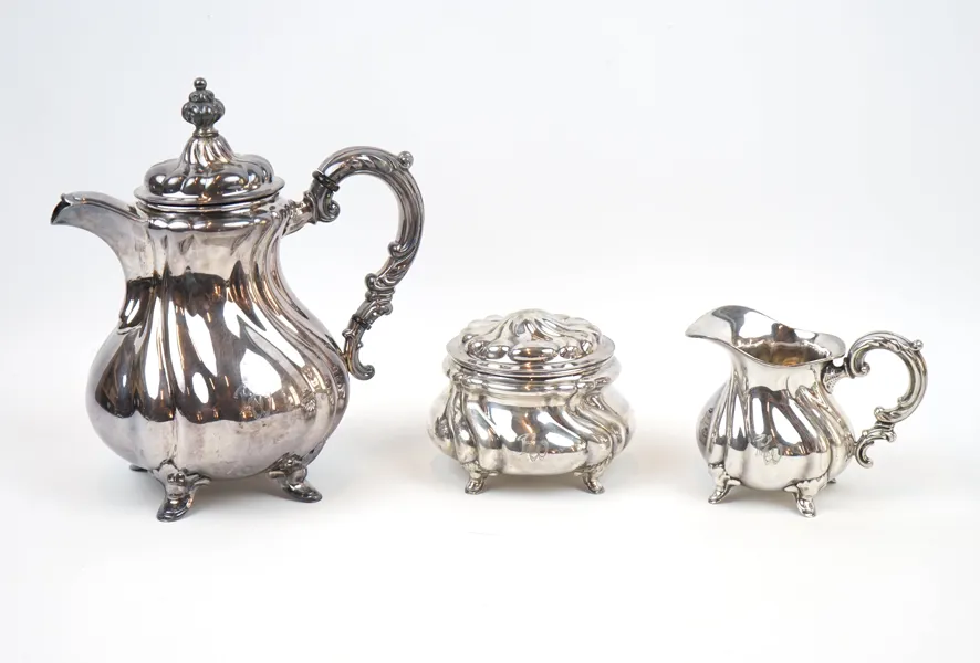 Kaffeservis, 3 delar, silver 835, svenska importstämplar.