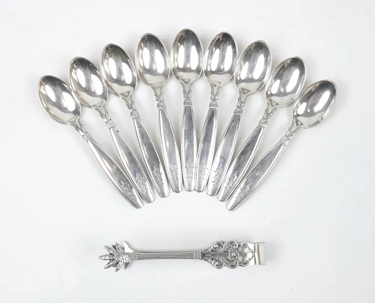Moccaskedar och sockertång, 10 delar, silver.