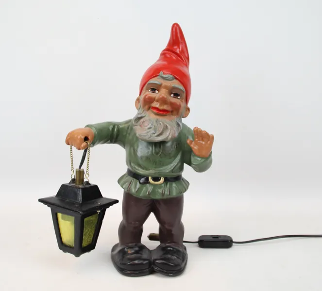 Tomte med ljuslykta, keramik/metall, Heissner, Tyskland.
