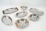 Rostfritt, 8 delar, bl.a kastrull, rostfritt/teak, Gunnar Ander, Ystad Metall.