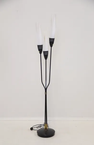 Golvlampa, 3 ljuspunkter, metall/textil.