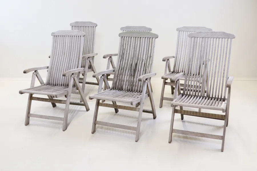 Trädgårdsstolar, justerbara, 6 st, teak.