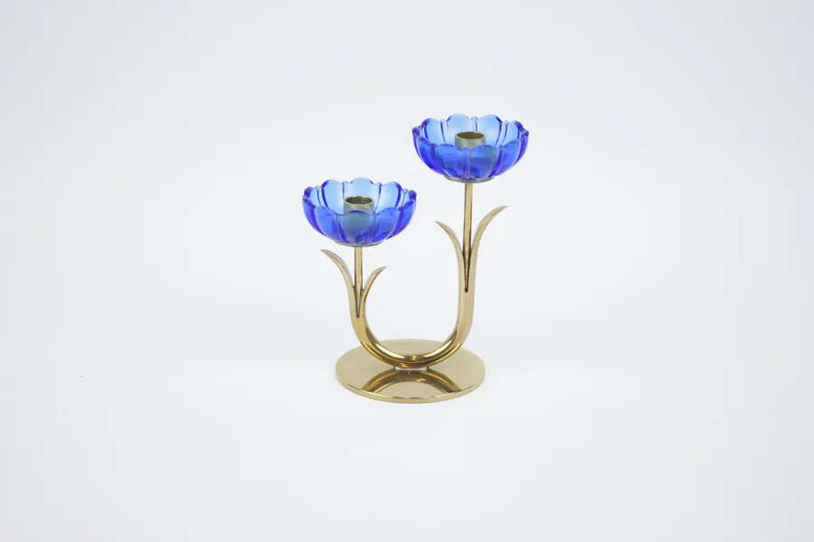 Gunnar Ander, ljusstake, mässing/glas, Ystad Metall.
