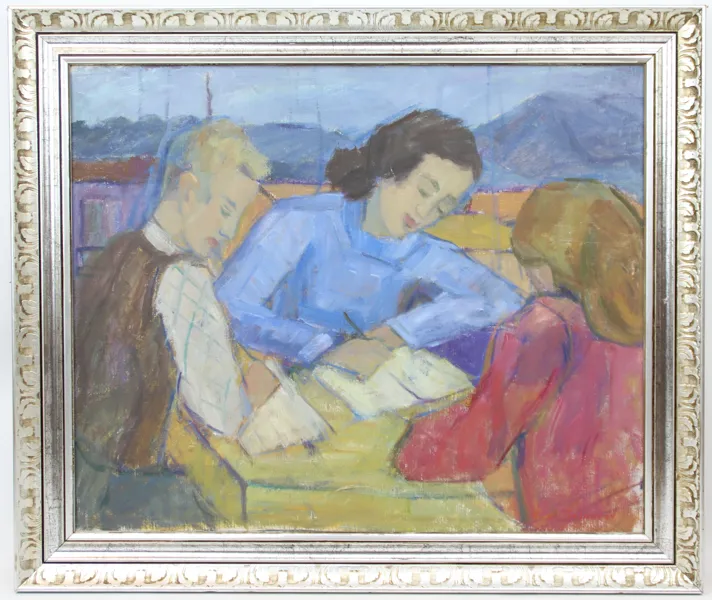 Elsa Selander, "La Lectrice", olja på duk, signerad.