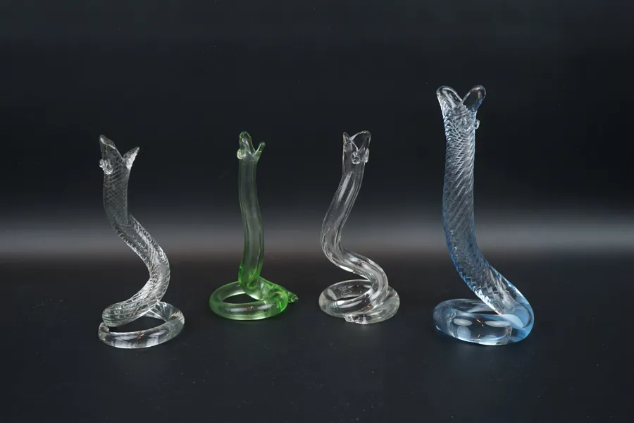 Vaser, 4 st, glas, Trelleborgs glasbruk.
