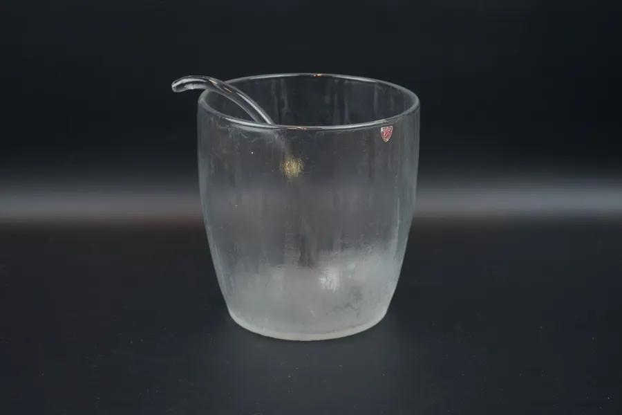 Bålskål och bålslev, glas, Orrefors.
